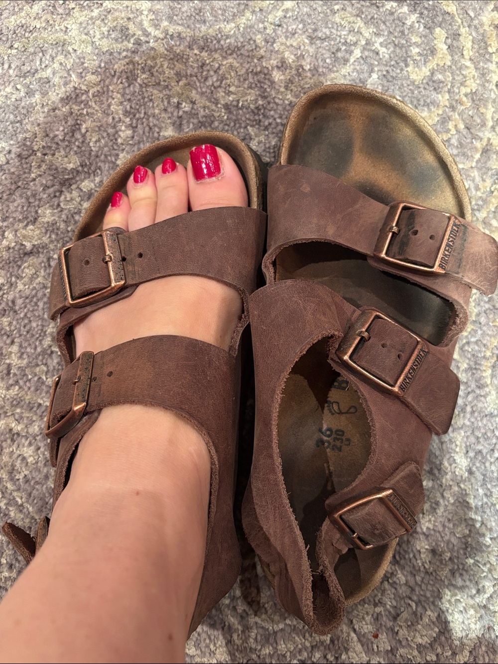 Birkenstock Brown Suede Double-Buckle Women's Sandals in 36